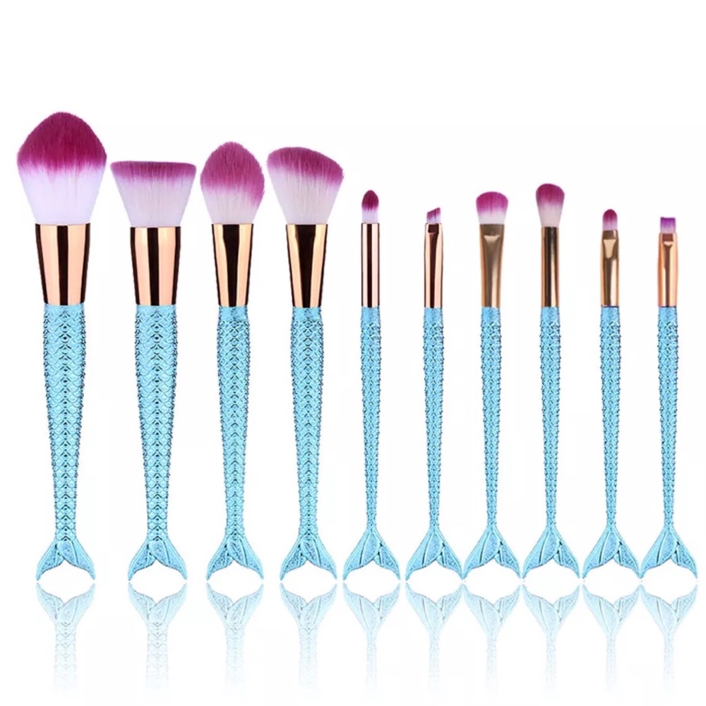 10 pcs Mermaid Tail Makeup Brush Set